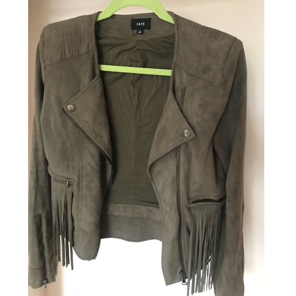 Suede Motorcycle Jacket with Fringe